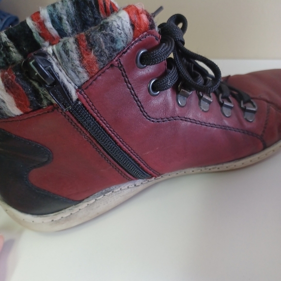 Remonte Dorndorf Rieker Women's Liv Red Leather Ankle Boots EUR 38 UK 5 US 8 - Picture 6 of 8